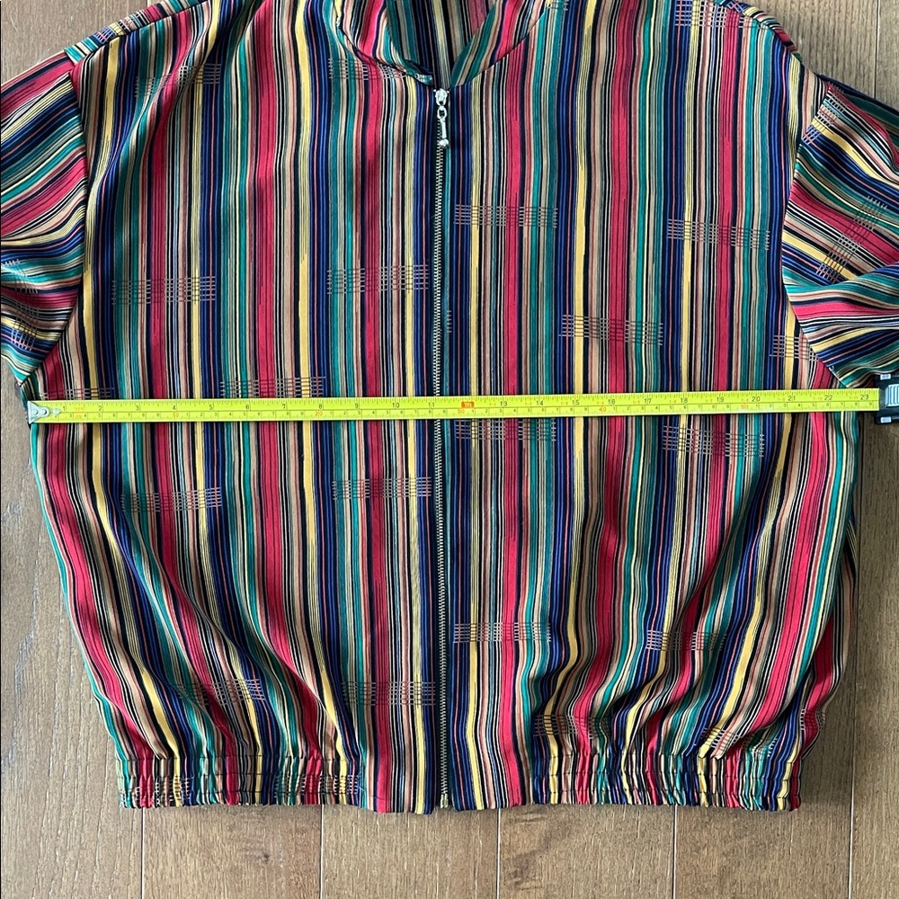 VINTAGE Kensington Square Striped Multicolor Lightweight Bomber Jacket - Picture 2 of 7